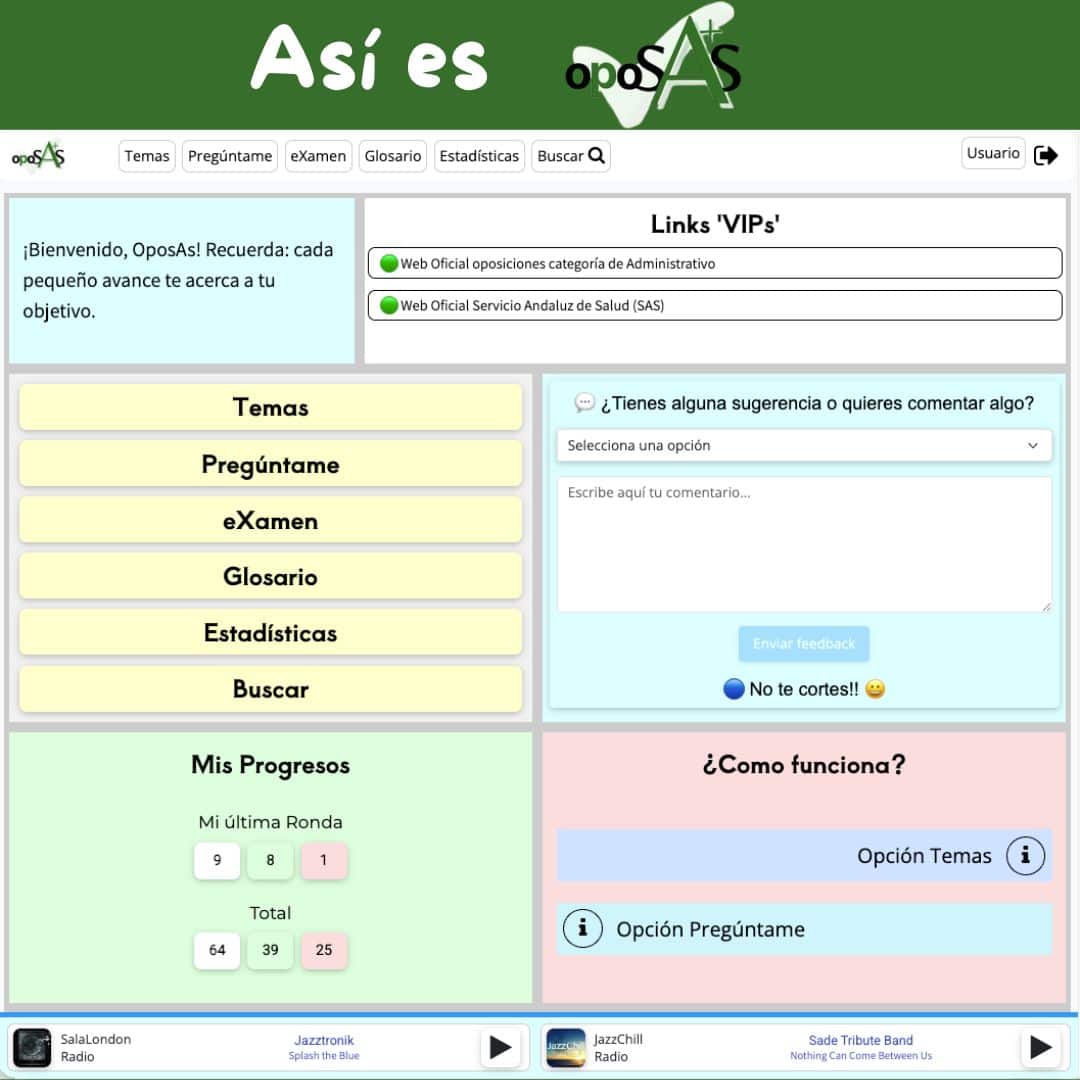 Pantalla Home de OposAs