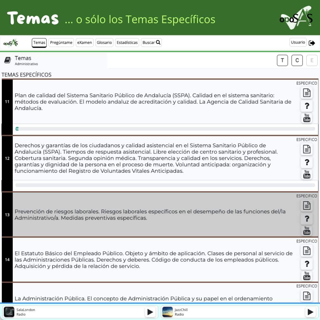 Opción Temas Oposas.