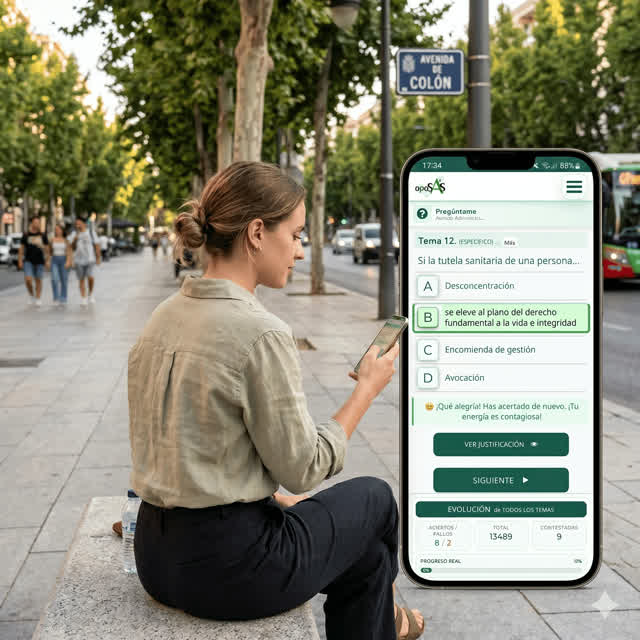 Vista de OposAs para Administrativo del SAS con el producto visible en movil
