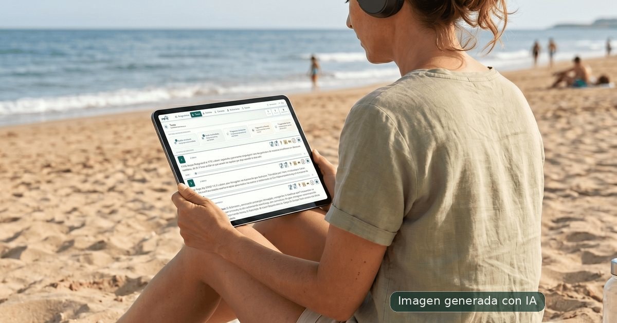 Persona repasando estadísticas de estudio de OposAs desde una tablet