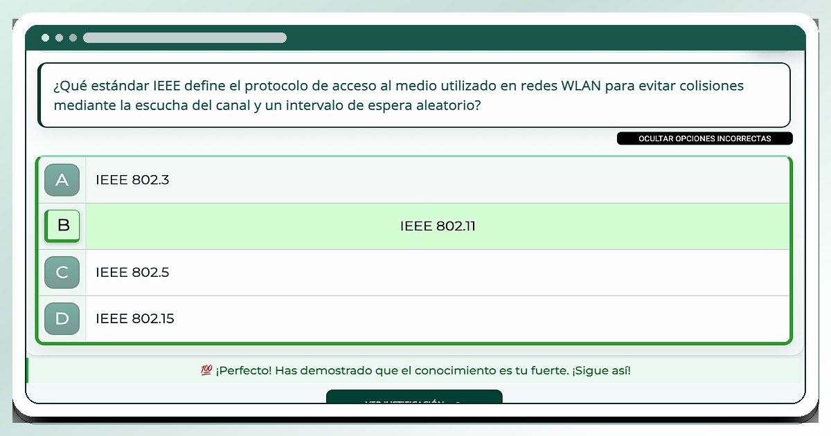 Pregunta tipo test corregida como acierto en OposAs, con la respuesta marcada y el resultado visible.