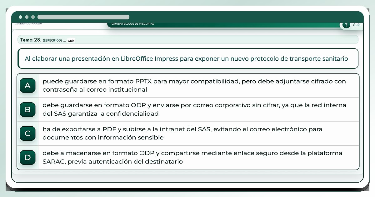 Pregunta tipo test en OposAs pendiente de responder, con varias opciones disponibles.