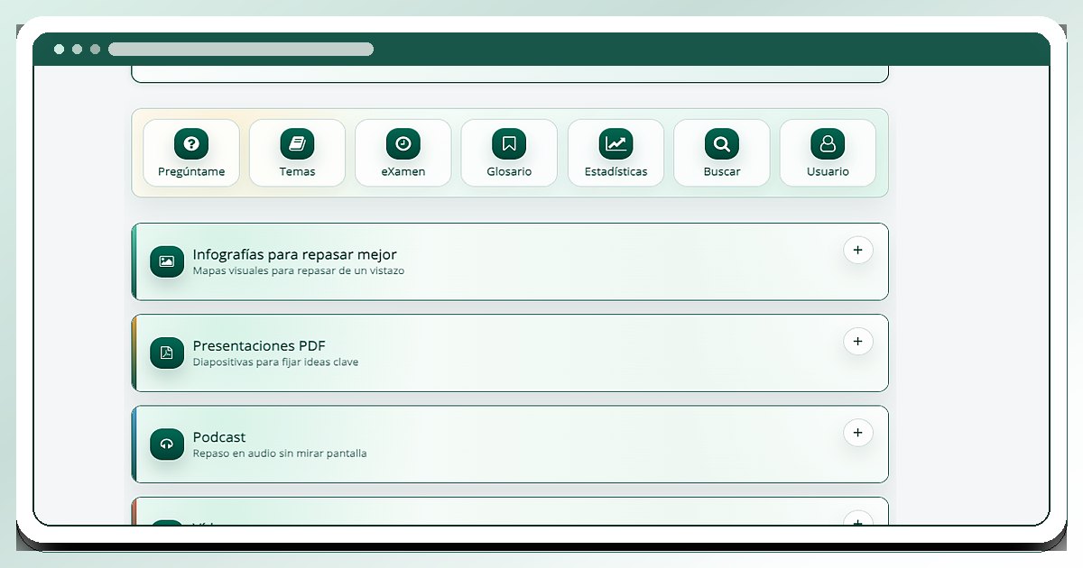 Recursos de estudio de OposAs con infografías, presentaciones PDF y podcast para repasar la oposición.